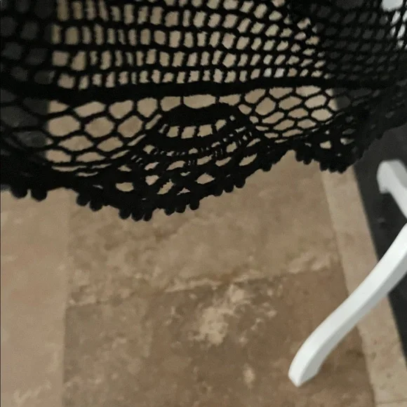 Women’s Black Crochet Knit Open Front Tunic Sz Large - Picture 8 of 9